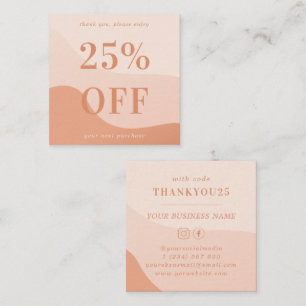 Peach Pink Waves Bold Typography Small Business Discount Card