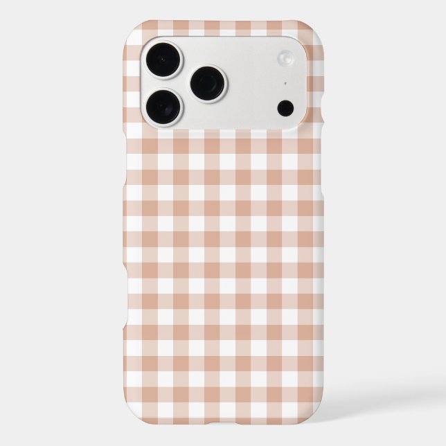 Peach Plaid Gingham Retro Color iPhone Case (Back)