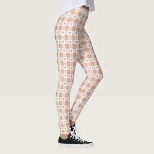 Peach Plaid Heart Gingham Retro Color Leggings