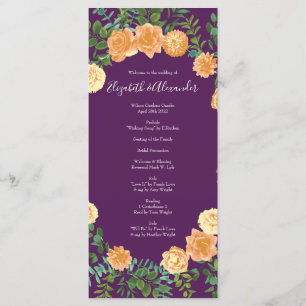Peach Plum Purple Peony Rose Wedding Programs