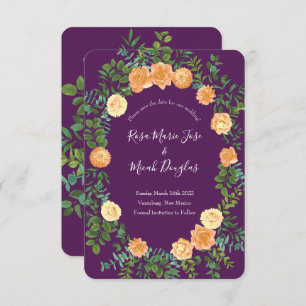 Peach Plum Purple Peony Rose Wedding Save Date Invitation