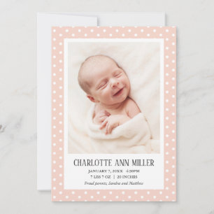 Peach Polka Dot Baby Carte photo