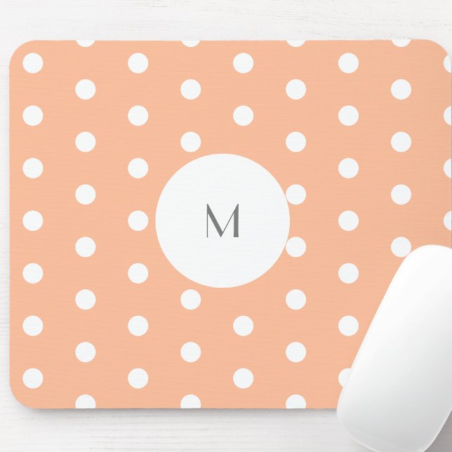 Peach & Polka Dot Monogram Mouse Pad (Creator Uploaded)