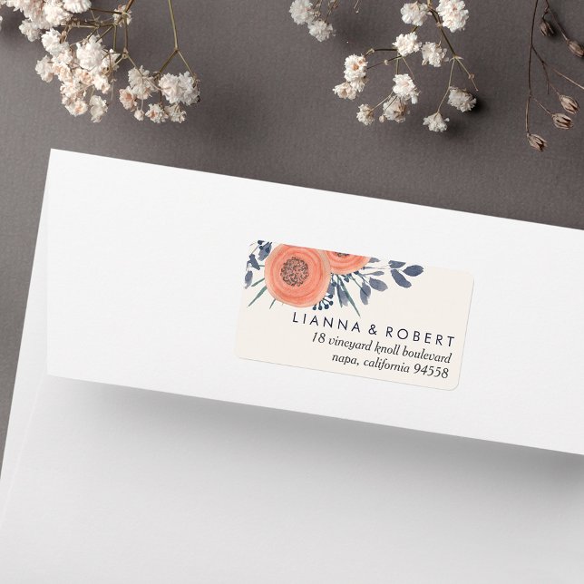 Peach Poppies Return Address Label (Creator Uploaded)