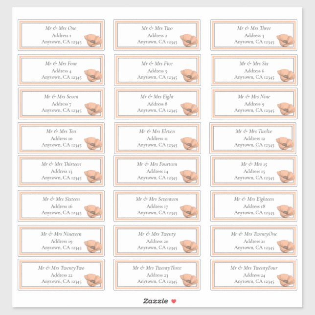 Peach Poppies Wedding Modern Floral Guest Address (Sheet)