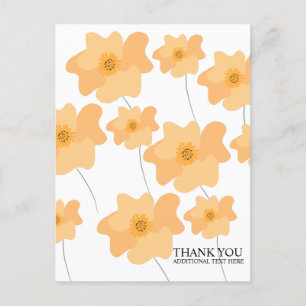 Peach Poppy Floral Hand Drawn Thank You Postcard