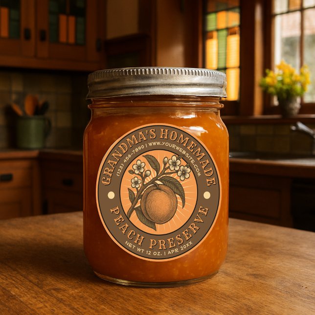Peach Preserve Étiquette Vintage Modèle (Créateur téléchargé)