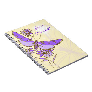 Peach Purple Butterfly Notebook