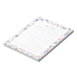 Peach & Purple Floral Personalized Notepad