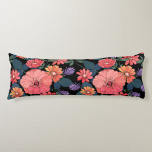 Peach & Purple Flower Print Body Pillow