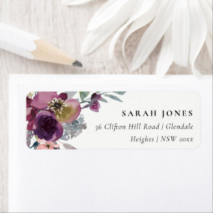 PEACH PURPLE LILAC WATERCOLOR ADRESSE FLORALE