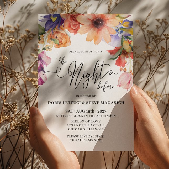 Peach Purple Pink Floral Rehearsal Dinner  Invitation (Creator Uploaded)