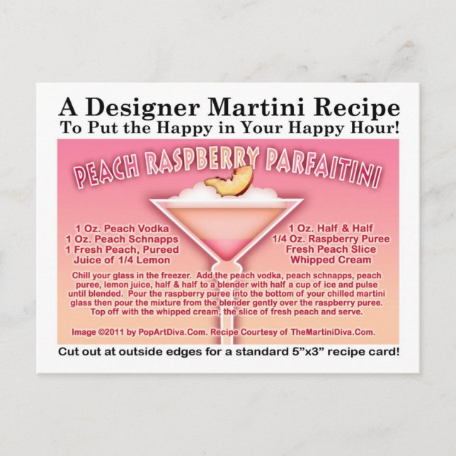 Peach Raspberry Parfait Martini Recipe Postcard (Front)