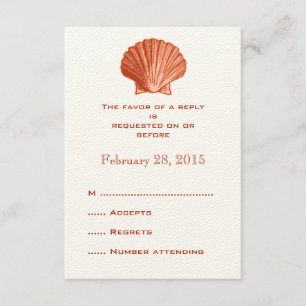 Peach Rattan Seashell Mariage Répondre Cartes RSVP