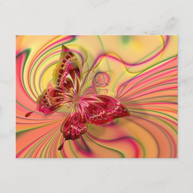 peach red butterfly postcard (Front)