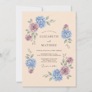 Peach Refined Hydrangea Spring Wedding Invitation