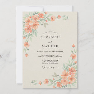 Peach Refined Watercolor Wedding Invitation