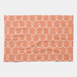 Peach Retro Colourful Modern Doodles Kitchen Towel