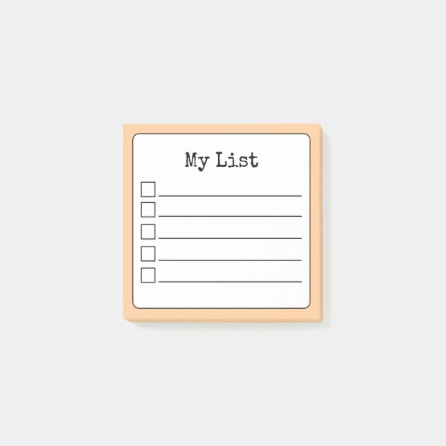 Peach Retro Lined Checklist Post-it Notes (Front)