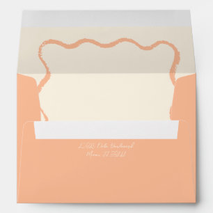 Peach Retro Wavy Squiggle Wedding Invitation  Envelope