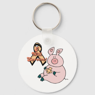 peach ribbon pig keychain