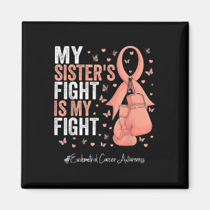Peach Ribbon Sister Endometrial Cancer Awareness  Magnet
