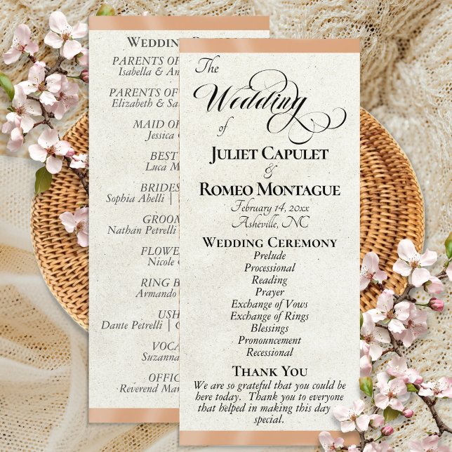 Peach Ribbon Wedding Program (Creator Uploaded)