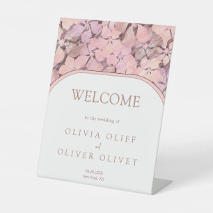 Peach Romance Wedding Welcome Pedestal Sign
