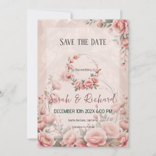 Peach Romantic Floral Secret Garden Save the Date