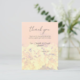 Peach Romantic Hydrangea Floral Wedding Postcard