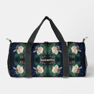 Peach Rose And Buds Pattern Personalized Duffle Bag