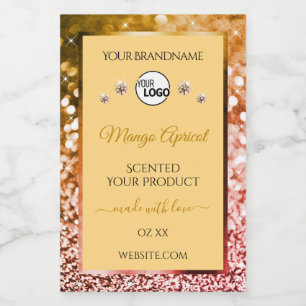 Peach Rose and Gold Glitter Product Labels Logo