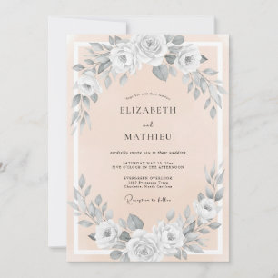 Peach Rose Blossom Flourish Wedding Invitation