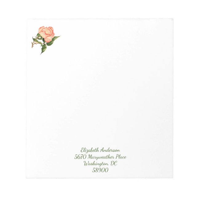 Peach rose botanical watercolor Notepad (Front)