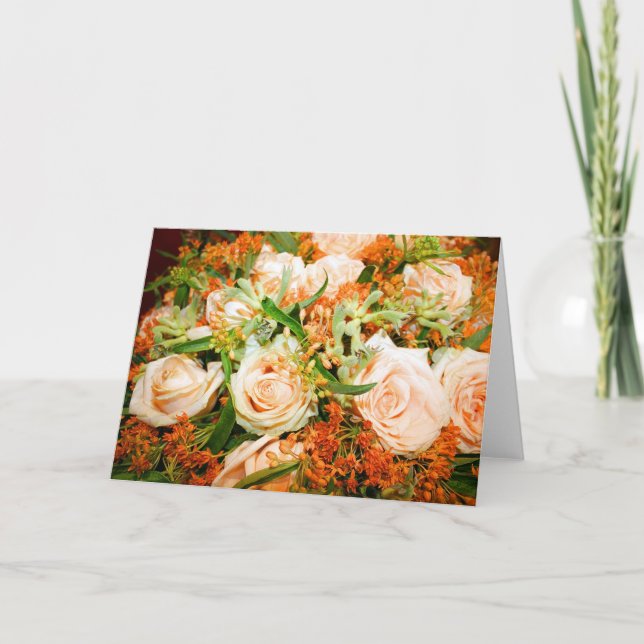 Peach Rose Bouquet Card (Front)
