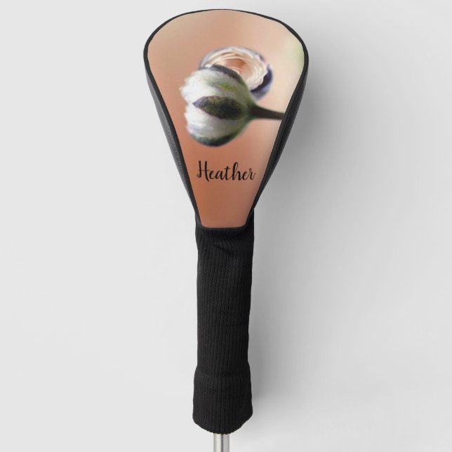 Peach Rose Droplet Personalized Golf Head Cover (Front)
