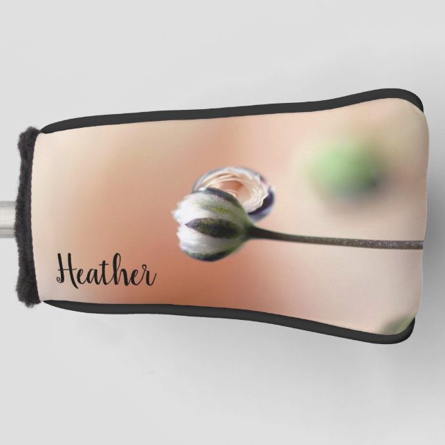 Peach Rose Droplet Personalized Golf Head Cover (Front)