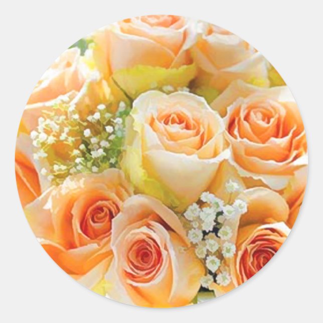 Peach Rose Envelope Seal Stickers (Front)