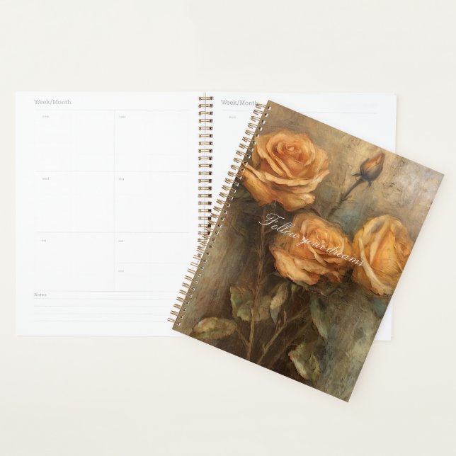 Peach Rose Floral Romantic Planner (Display)
