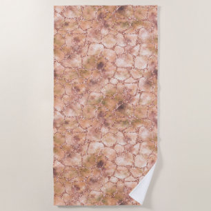 Peach Rose Glitter Giraffe Print             Beach Towel