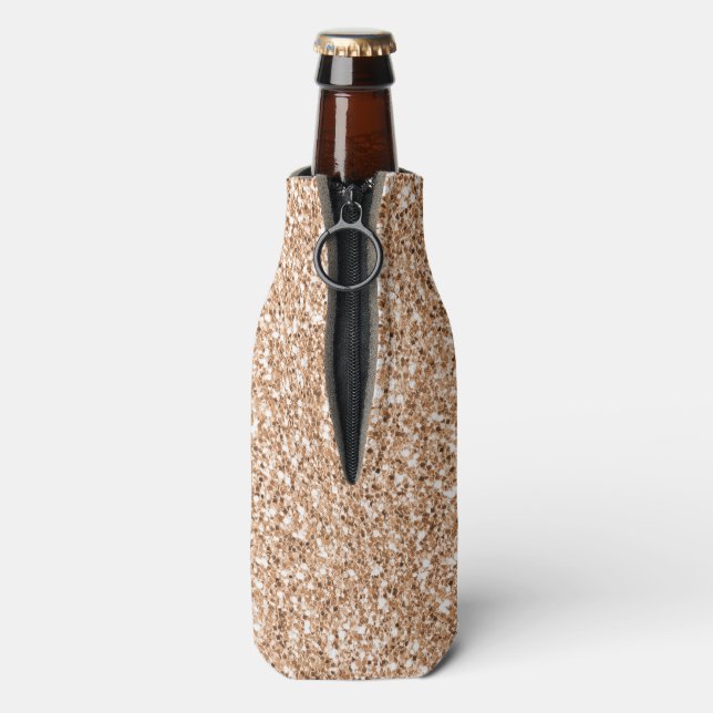 Peach Rose Gold Blush Glitter Glitz       Bottle Cooler (Bottle Back)
