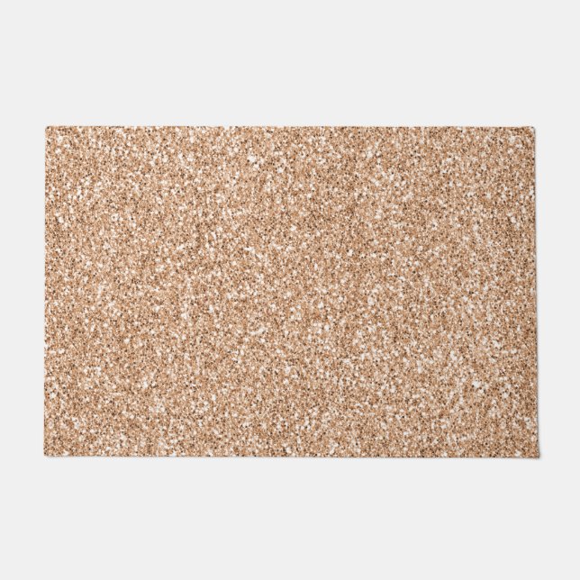 Peach Rose Gold Blush Glitter Glitz       Doormat (Front)