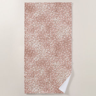 Peach Rose Gold Blush Pink Glitz Leopard Print     Beach Towel