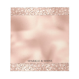 Peach Rose Gold Blush Pink Glitz Leopard Print     Notepad