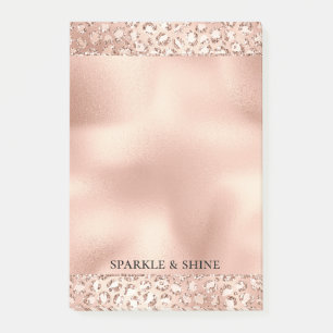Peach Rose Gold Blush Pink Glitz Leopard Print    Post-it Notes