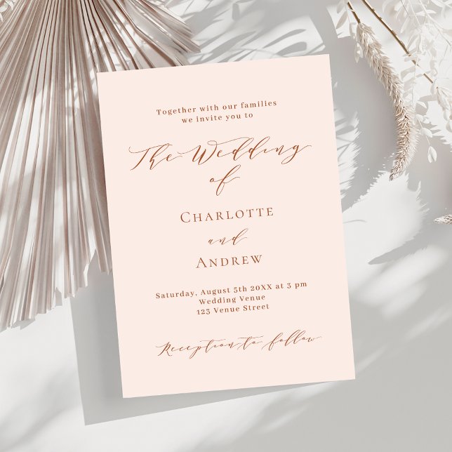 Peach rose gold formal wedding invitation (Creator Uploaded)