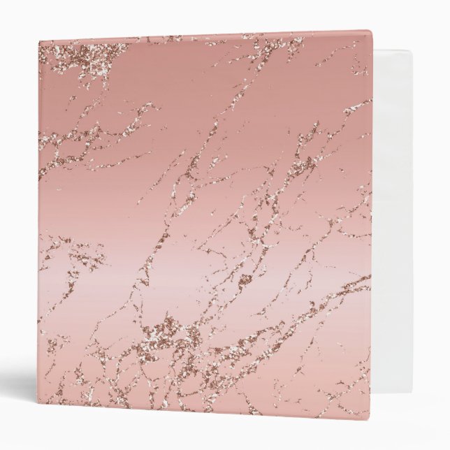 Peach Rose Gold Glitter Binder (Front/Inside)