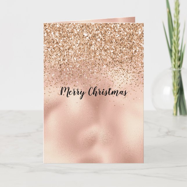 Peach Rose Gold Glitter  Card (Front)