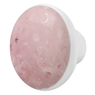Peach Rose Gold Glitter Dots Ceramic Knob