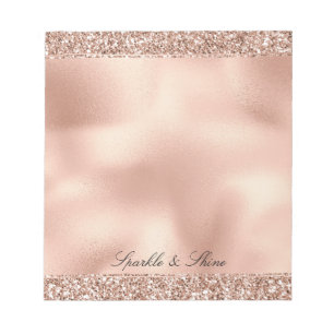 Peach Rose Gold Glitter Luxe   Notepad